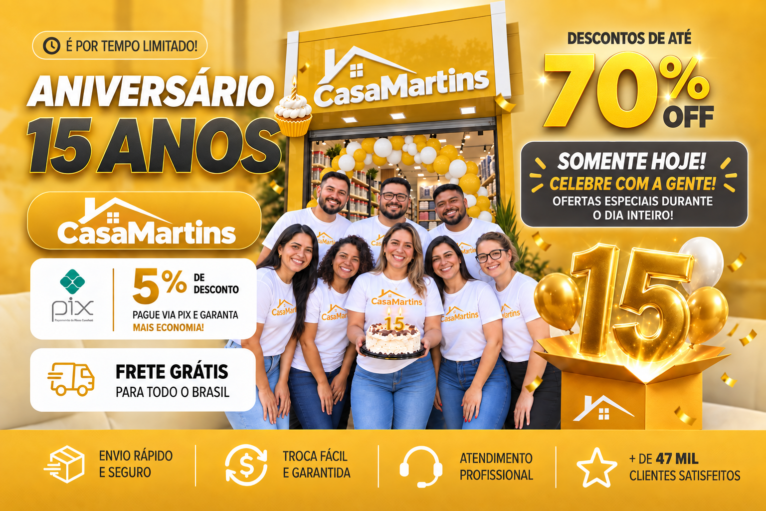 Aniversário CasaMartins: descontos de até 70%, desconto no Pix e frete grátis